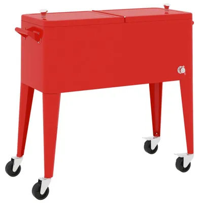 Zdjęcie produktu dla VidaXL Cooler Cart, Prostokątny, Czerwony, Metal, Metal, 430 mm, 920 mm