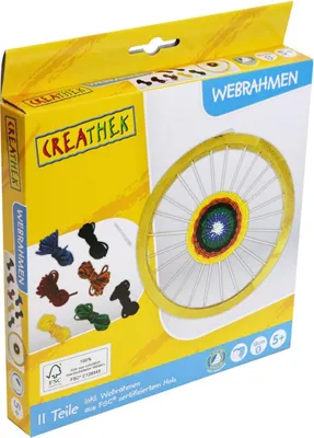 Productafbeelding van Creathek, houten webframe, rond, 18 cm, kleurrijk, creatief speelgoed