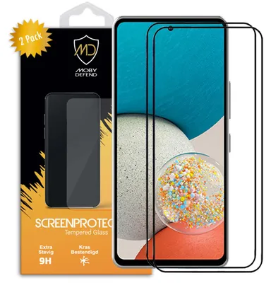 Productafbeelding van 2-Pack MobyDefend Screenprotectors - Geschikt voor  Samsung Galaxy A53  -  Screensavers Met Zwarte Randen - Gehard Glas