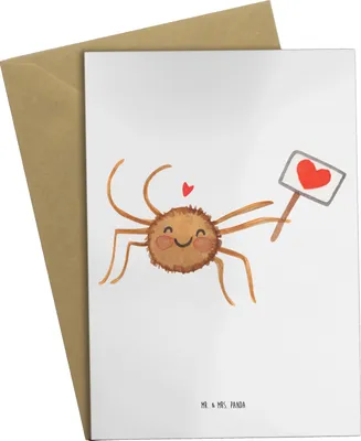 Produktbild von Mr. & Mrs. Panda Grußkarte Spinne Agathe Motivation - Weiß - Geschenk, Grußkarten, einladungskarten, abiturkarte, Dankeschön, babykarte, Vertrauen, Glück, Liebe