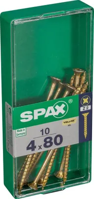 Immagine prodotto di Set di 10 viti in acciaio a testa svasata pozidriv SPAX, Diam.4 mm x L.80 mm