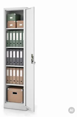 Produktbild von Büroschrank Aktenschrank Metallschrank Lagerschrank 4 Fachböden Flügeltür Pulverbeschichtung Stahlblech 185 cm x 45 cm x 40 cm Farbe: grau
