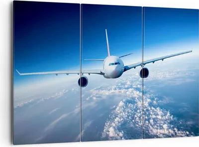 Produktbild von Bild auf Leinwand - Leinwandbild - Flugzeug himmel wolken flug - 165x110cm - Wand Bild - Wanddeko - Leinwanddruck - Bilder - Kunstdruck - Wanddekoration - Leinwand bilder - Wandkunst - CE165x110-2723