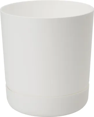 Immagine prodotto di KADAX vaso da fiori con piattino "Kama", vaso da fiori, vaso per piante in plastica, fioriera, rotondo, 25 cm, bianco