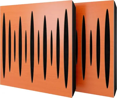 Produktbild von 2er-Pack – Akustikpaneel mit Samtstoff und Befestigungsset |50x50x5cm|Schallabsorption-Diffusion-Reflexion-Schalldämmung|[PULSAR -Kirschbaum|Schwarz]