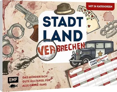Produktbild von Stadt, Land, Verbrechen – Das mörderisch gute Kultspiel für alle Crime-Fans: Der ultimative Stadt, Land, Fluss-Spieleblock mit 26 Kategorien aus der Welt des Verbrechens – von 12-99 Jahren