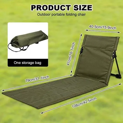 Produktbild von Faltbare Strandmatte mit Rückenlehne - Klappbarer Strandstuhl - Leichter Bodenstuhl für Camping, Garten, Konzerte, Picknicks, Wanderungen