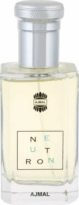 A clear, front-facing studio shot of a bottle of Ajmal Neutron Eau de Parfum for Men.