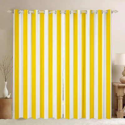 Kinder-Vorhang 2 Paneele 46x54 Zoll Streifen Gelb Mikrofaser