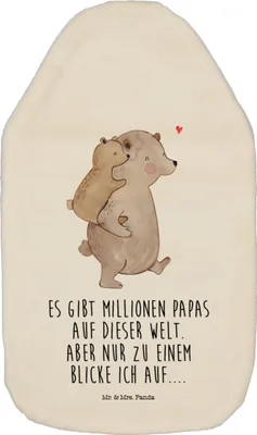 Produktbild von Mr. & Mrs. Panda Wärmekissen Papa Bär - Weiß - Geschenk, Muttertag, Vati, Geburtstag, Wärmflasche, mit Bezug, Kuschelwärmflasche, Danke, Vatertag, Wärmflaschen
