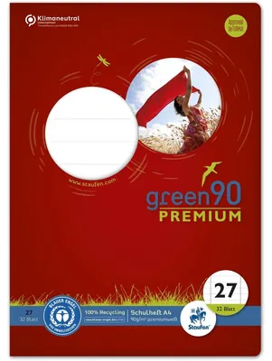 Obrázek produktu pro Ursus Green 040784027 Heft - LIN27, A4, 32 Blatt, 90 g/qm, 9 mm liniert mit Randlinien