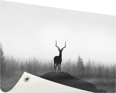 Produktbild von Gartenposter - 60x40 cm - Silhouette des Hirsches  - Modernes WaldTierposter Bilder - Wilde Tierposter