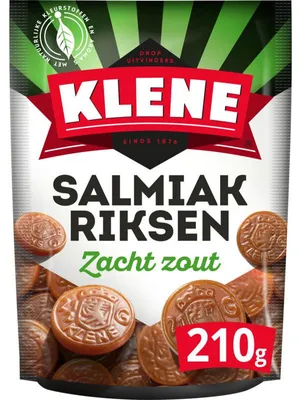 Produktbild von Klene Salmiakriksen Zacht Salzig Lakritz 210g – Weiche Salmiak-Lakritzstücke