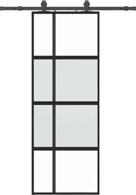 Obrázek produktu pro vidaXL Posuvné dveře s kováním černé 76x205 cm tvrzené sklo