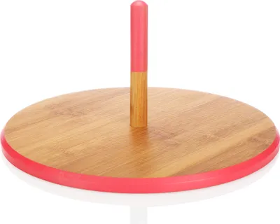 Produktbild von COM-FOUR® Serviertablett, runde Servierschale aus Bambusholz mit Griff, optimal zum Servieren von Gebäck, Käse und Snacks, Servierteller Ø 33 cm