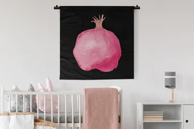 Produktbild von MuchoWow® Wandteppich Wandbehang Granatapfel - Rosa - Schwarz 90x90 cm Tapisserie Dekoration Wandtuch - Wandaufhänger
