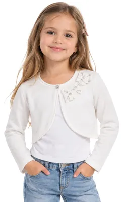 Produktbild von Kinder Bolero Abel & Lula Weiß Festlich Blumen Applikation Strass Elegant 104