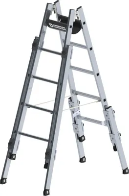 Produktbild von Günzburger Steigtechnik Aluminium Stehleiter 2x5 Sprossen treppengängig - 033510