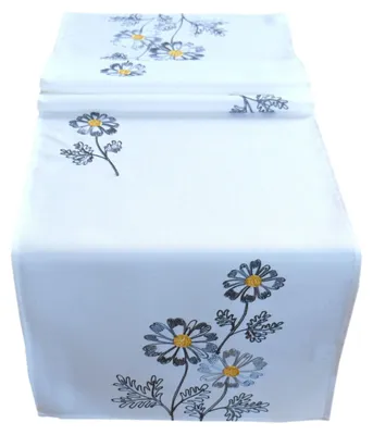 Tischdecke mit Blumenstickerei, 40 x 140 cm, Polyester