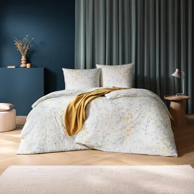 Produktbild von Estella Mako Jersey Bettwäsche 135x200 Nadine grün beige Wiese Gräser 6533-530