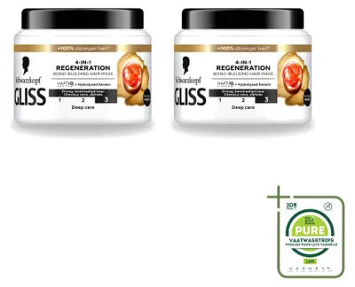 Immagine prodotto di 2 maschere per capelli Gliss Total Repair 4-in-1, per una riparazione profonda - 400 ml - Confezione grande - 2 pezzi