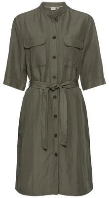 Immagine prodotto di Abito a mezze maniche da donna della marca camel active, color verde scuro, con colletto alla coreana. Categoria: abbigliamento donna