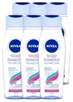 Imagen del producto de 6 champús NIVEA Diamond Volume Care - 250 ml - Paquete económico - 6 unidades