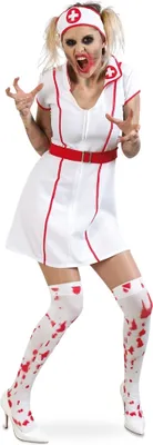 Produktbild von Krankenschwester Kostüm Kleid mit Gürtel und Haube Weiß Gr. 34 Karneval Fasching
