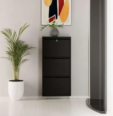 Obrázok produktu pre Skye Decor, Locking 3 Piece Metal - Black, skriňa na topánky, čierna, 100 % KOV, 50 x 15 x 103 cm
