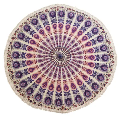 Imagen del producto de PequeÃ±o Mandala Redondo de Algodón (130 cm) - PÃºrpuras del pavo real