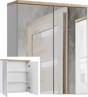 Produktbild von Spiegelschrank 60cm SOLNA-56, weiß mit Wotaneiche, B x H x T ca. 60 x 70 x 20cm