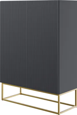 Produktbild von Selsey VELDIO - Highboard 2-türig, Schwarz mit goldenem Metallgestell, 90 cm breit