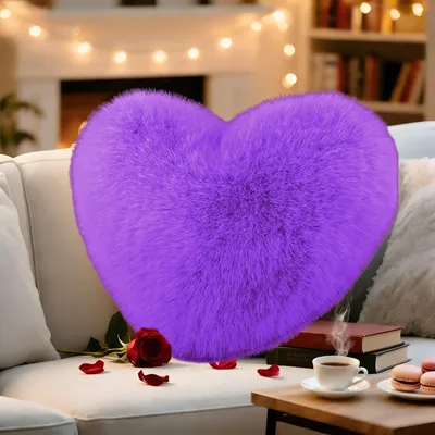 Image de Coussin en forme de cœur - Doux et câlin - Violet