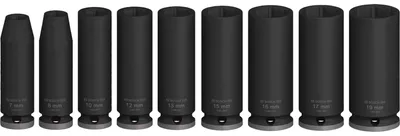 Imagen del producto de Juego de llaves de vaso profundas PRO Impact, 3/8", de 9 piezas.