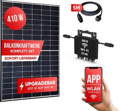 Produktbild von Balkonsolaranlage 410 W Solaranlage mit 800W HERF Wechselric