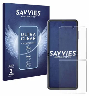 A product shot featuring packaging and a phone with screen protectors.