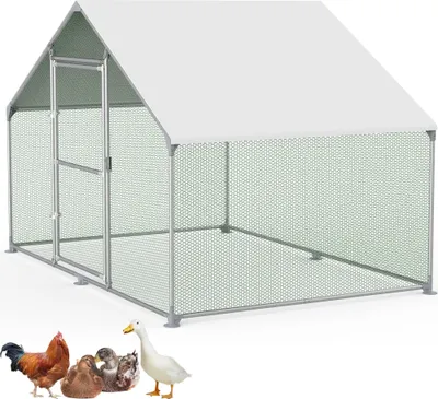 Image de JOIEYOU Enclos 3x2x2m Volière Poulailler Métal 6m² Cages à volaille avec toit pare-soleil, clôture à poules, porte & verrou Enclos Poulaillers Stables Poulaillers pour petits animaux & plantes