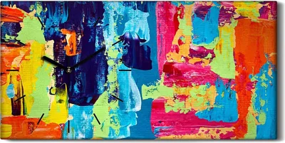 Produktbild von Leinwand Uhr Küche Wohnzimmer Bild Geräuschlos 60x30 Ölgemälde Kunst Abstrakt - schwarze Hände