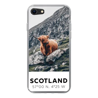 Produktbild von MuchoWow® Handyhülle Schutzhülle Hülle für iPhone SE 2020 Schottland - Schottische Highlander - Berge Silikon Softcase Handy Hülle - Kartenbesitzer