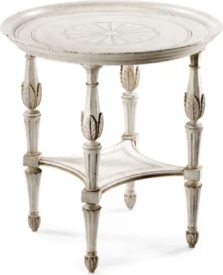 Produktbild von Casa Padrino Luxus Barock Beistelltisch Antik Weiß / Braun - Runder Barockstil Massivholz Tisch - Luxus Möbel im Barockstil - Barock Möbel - Luxus Qualität -  Italy