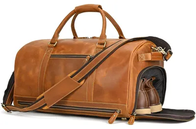 Productafbeelding van Vintage leren weekendtas voor reizen en sport