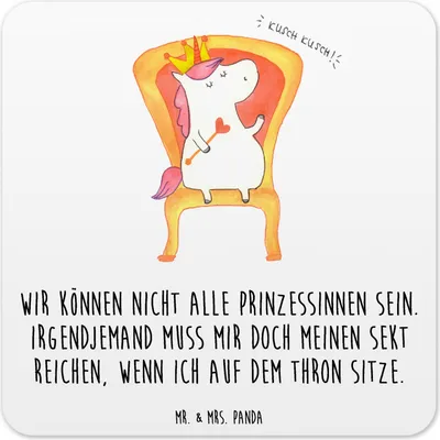Produktbild von Mr. & Mrs. Panda Untersetzer für Gläser Einhorn Prinzessin 6er Set - Weiß - Geschenk, Tassen, Glas-Untersetzer, Monat, Tassen-Untersetzer, Geburtstag, Unicorn, Coaster