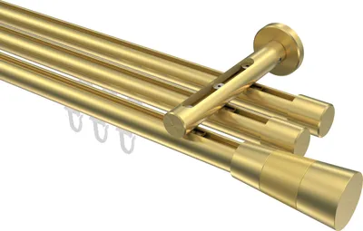 Produktbild von Interdeco Innenlaufstange / Gardinenstange mit Innenlauf Messing-Optik, Typ Siteno Tanara (Konus Bicolor), 20 mm Ø 3-läufig, 540 cm