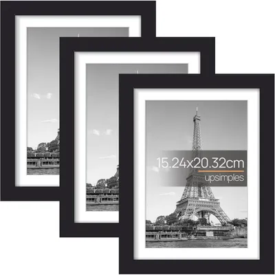 Immagine prodotto di Cornici per foto, dimensioni 15x20 cm, colore nero, set da 3, per foto di dimensioni 15,24x20,32 cm