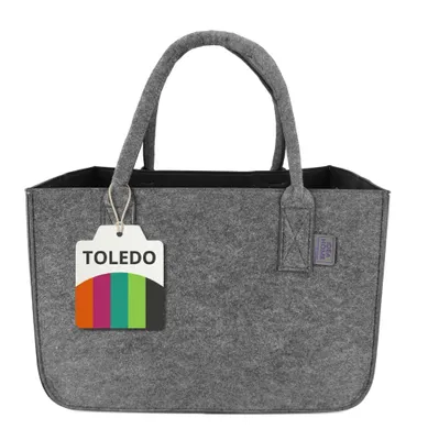 Zdjęcie produktu dla Torba filcowa Idea Home Toledo, czarno-szara, duża torba typu shopper, kosz filcowy, torba na drewno kominkowe