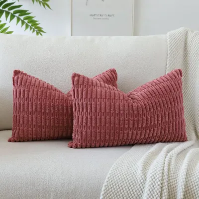Immagine prodotto di Set di 2 federe per cuscini in velluto a coste, moderne, ideali come cuscini decorativi per divani, poltrone, soggiorni, camere da letto e altri ambienti