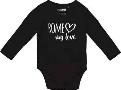 Produktbild von Huuraa Baby Body Rome my love 80 Black  Baumwolle Fairtrade Langarmbody Geschenkidee