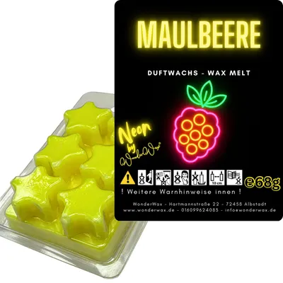 Produktbild von WonderWax Neon Duftwachs Wax Melts für Duftlampe, 6 Sterne Duftmelt Wachsmelt Sojawachs Neon Sterne für Raumdüfte, Wachs Duftöl Indoor Herbst Melts für Aromalampe Maulbeere