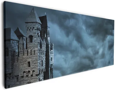 Produktbild von Wallario Premium Leinwandbild Altes Geisterschloss in Größe 50 x 125 cm