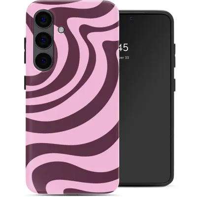 Image de Coque arrière Selencia Vivid avec MagSafe pour Samsung Galaxy S24 - Wavy Swirl Pink Plum